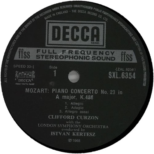 Clifford Curzon Mozart: Piano Concertos Nos. 23 & 24 - NB vinyl LP album (LP record) UK H9ILPMO524382