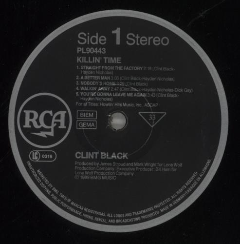 Clint Black Killin' Time vinyl LP album (LP record) German CTKLPKI533637