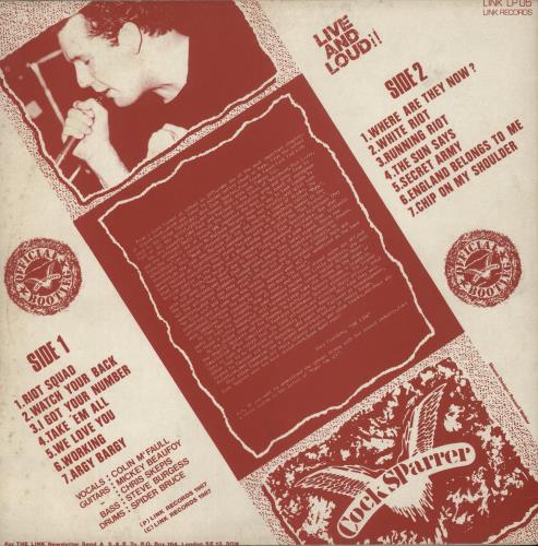 Cock Sparrer Live And Loud!! - VG vinyl LP album (LP record) UK I3CLPLI735574