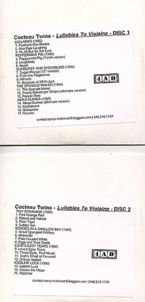 Cocteau Twins Lullabies To Violaine CD-R acetate US COCCRLU355603