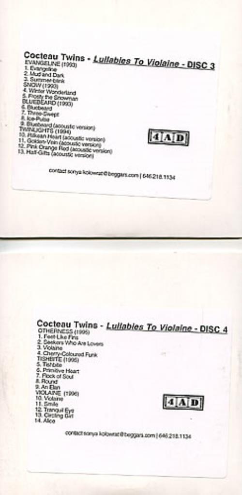 Cocteau Twins Lullabies To Violaine CD-R acetate US COCCRLU355603