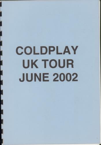 Coldplay 2002 UK Tour Itineraries Itinerary UK DPYITUK643933