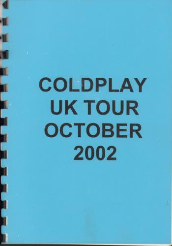 Coldplay 2002 UK Tour Itineraries Itinerary UK DPYITUK643933