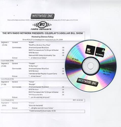 Coldplay Coldplay's 2-Dollar Bill Show CD album (CDLP) US DPYCDCO319636