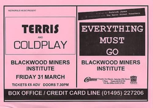 Coldplay Concert Flyer handbill UK DPYHBCO319284