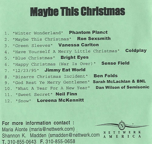 Coldplay Have Yourself A Merry Little Christmas CD-R acetate US DPYCRHA224303