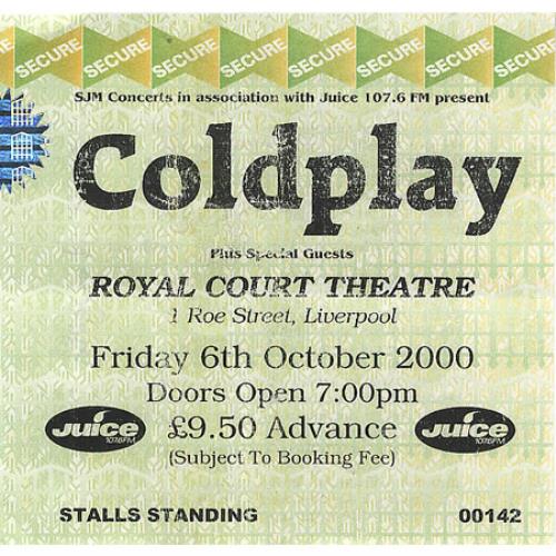 Coldplay Royal Court Theatre concert ticket UK DPYTIRO384903