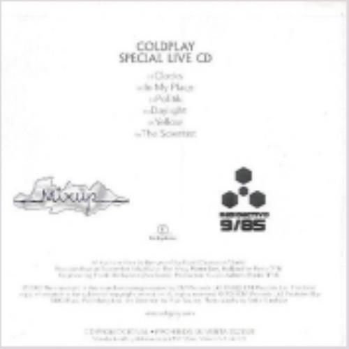 Coldplay Special Live CD CD single (CD5 / 5") Mexican DPYC5SP246093