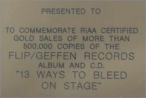 Cold 13 Ways To Bleed On Stage award disc US O-DAWWA464041