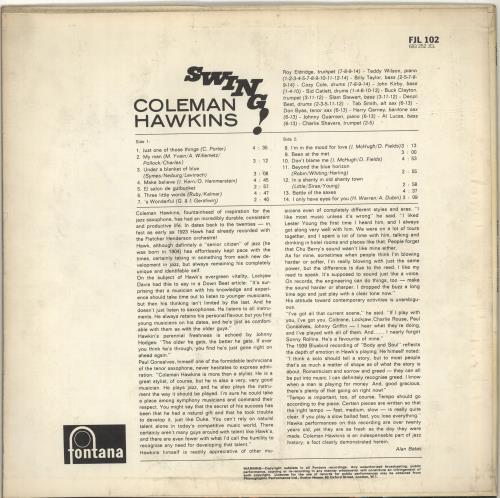 Coleman Hawkins Swing! vinyl LP album (LP record) UK CH3LPSW689475