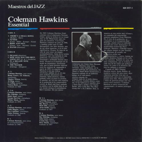 Coleman Hawkins The Essential vinyl LP album (LP record) Spanish CH3LPTH780598