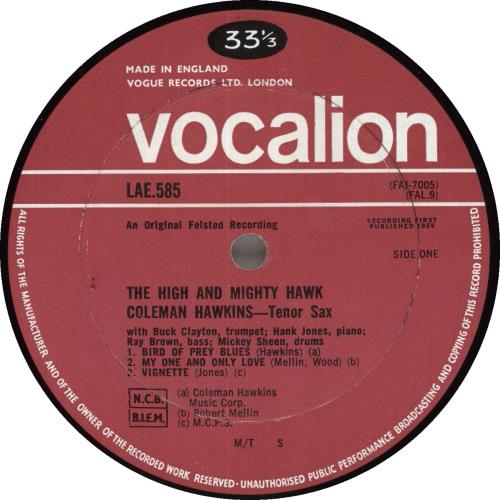 Coleman Hawkins The High And Mighty Hawk UK vinyl LP album (LP record