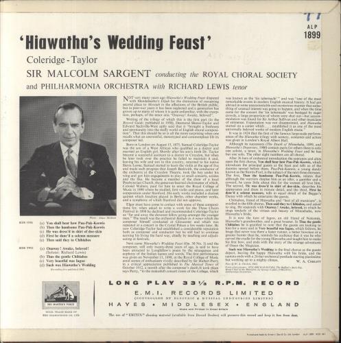 Coleridge-Taylor Coleridge-Taylor: Hiawatha's Wedding Feast vinyl LP album (LP record) UK CV5LPCO862582