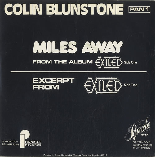 Colin Blunstone Miles Away 7" vinyl single (7 inch record / 45) UK BLN07MI56872