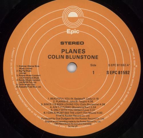 Colin Blunstone Planes vinyl LP album (LP record) UK BLNLPPL290497