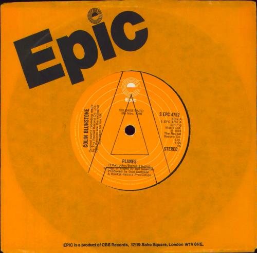Colin Blunstone Planes 7" vinyl single (7 inch record / 45) UK BLN07PL828026