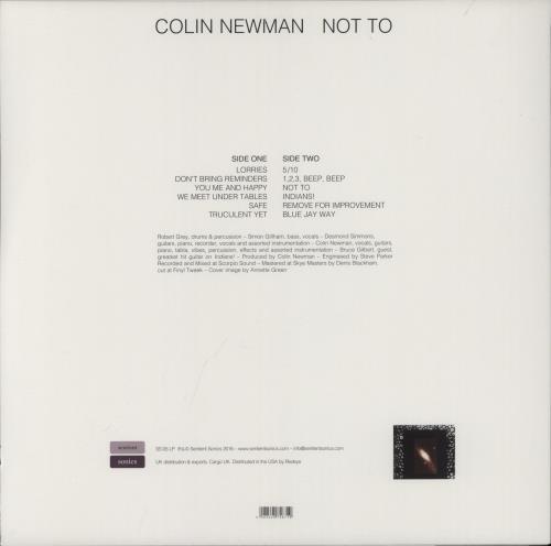 Colin Newman Not To vinyl LP album (LP record) UK CNWLPNO893681