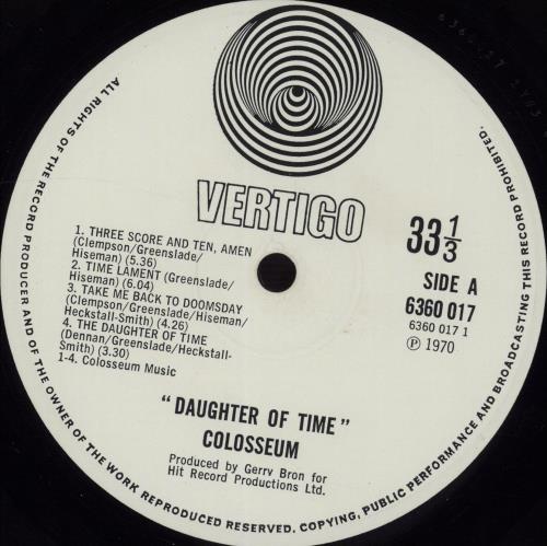 Colosseum Daughter Of Time - 2nd - EX vinyl LP album (LP record) UK SEULPDA478142