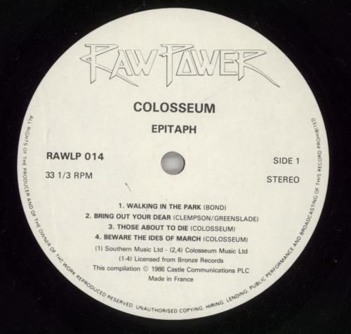 Colosseum Epitaph vinyl LP album (LP record) UK SEULPEP546748
