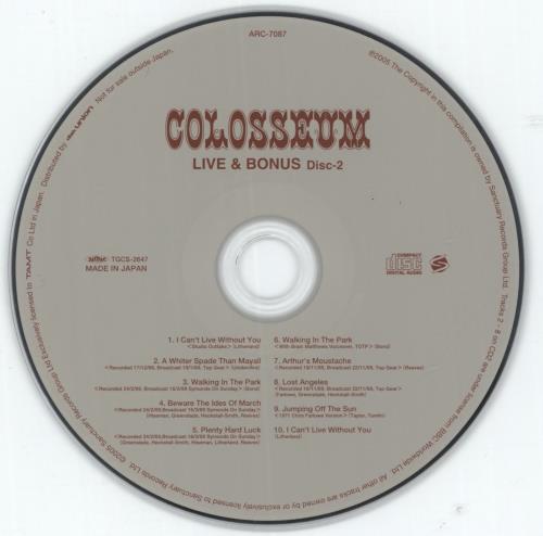 Colosseum Live 2 CD album set (Double CD) Japanese SEU2CLI873645