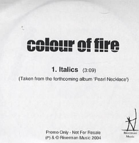 Colour Of Fire Italics CD-R acetate UK CFRCRIT317795