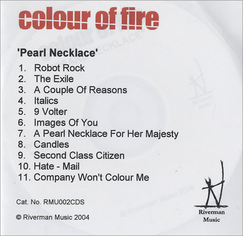 Colour Of Fire Pearl Necklace CD-R acetate UK CFRCRPE473657