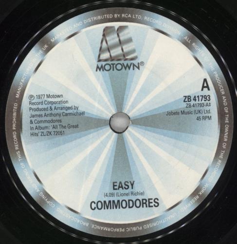 Commodores Easy 7" vinyl single (7 inch record / 45) UK CMM07EA459712