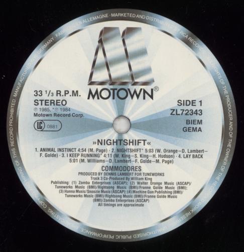 Commodores Nightshift vinyl LP album (LP record) German CMMLPNI288080