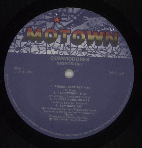 Commodores Nightshift vinyl LP album (LP record) Canadian CMMLPNI879991