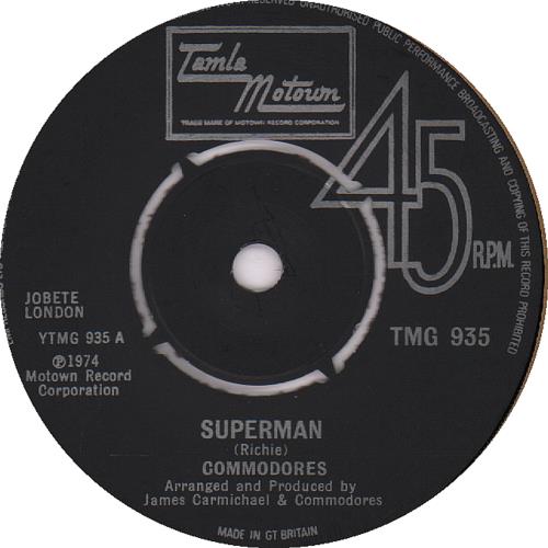 Commodores Superman 7" vinyl single (7 inch record / 45) UK CMM07SU345884