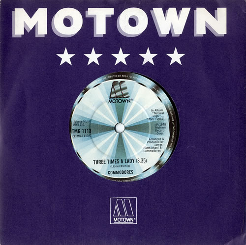 Commodores Three Times A Lady - Solid 7" vinyl single (7 inch record / 45) UK CMM07TH631058