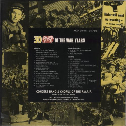 Concert Band Of The R.A.A.F. 30 Smash Hits Of The War Years vinyl LP album (LP record) UK IQSLPSM654880