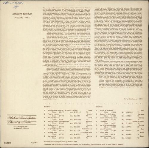 Conchita Supervia Volume Three vinyl LP album (LP record) UK 1U-LPVO746729