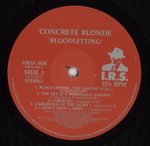 Concrete Blonde Bloodletting - VG vinyl LP album (LP record) UK CONLPBL865472