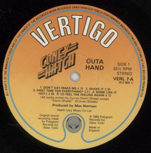 Coney Hatch Outa Hand vinyl LP album (LP record) UK CQYLPOU651817