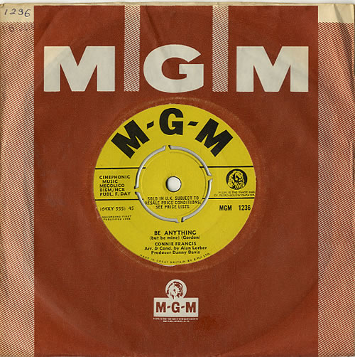 Connie Francis Be Anything 7" vinyl single (7 inch record / 45) UK CNF07BE613085