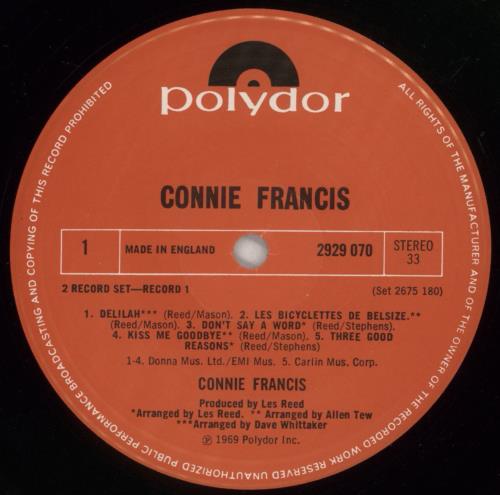 Connie Francis Connie Francis 2-LP vinyl record set (Double LP Album) UK CNF2LCO864224