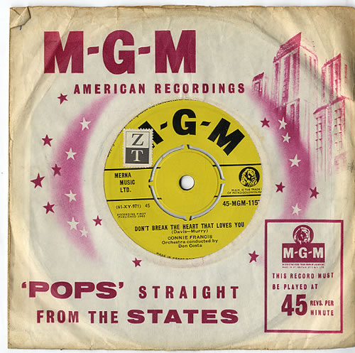 Connie Francis Don't Break The Heart That Loves You 7" vinyl single (7 inch record / 45) UK CNF07DO613142