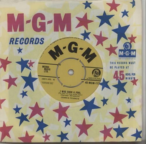 Connie Francis I Was Such A Fool 7" vinyl single (7 inch record / 45) UK CNF07IW659650