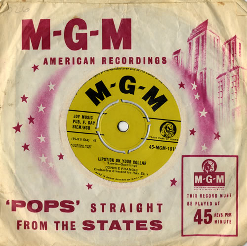 Connie Francis Lipstick On Your Collar 7" vinyl single (7 inch record / 45) UK CNF07LI420230
