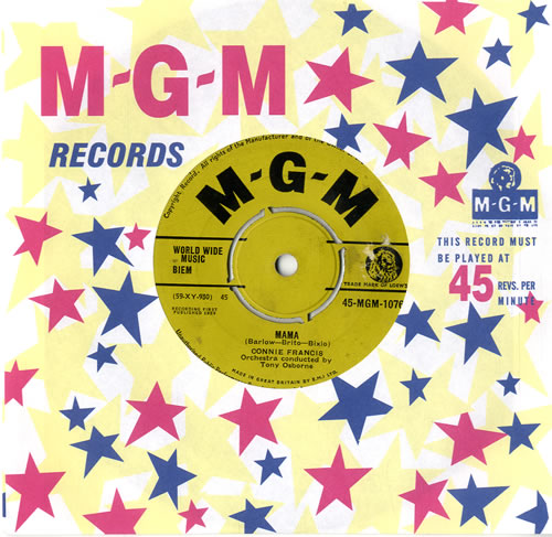 Connie Francis Mama 7" vinyl single (7 inch record / 45) UK CNF07MA562917