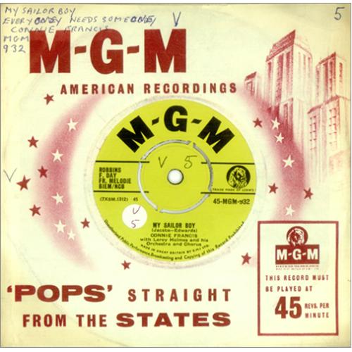 Connie Francis My Sailor Boy 7" vinyl single (7 inch record / 45) UK CNF07MY420232