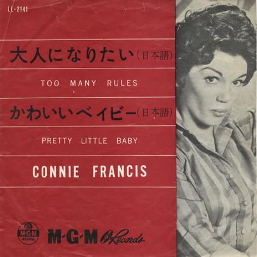 Connie Francis Too Many Rules 7" vinyl single (7 inch record / 45) Japanese CNF07TO411101