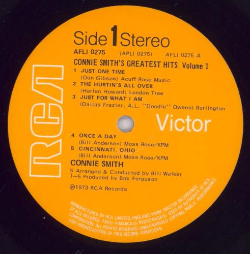 Connie Smith Greatest Hits Volume I vinyl LP album (LP record) UK CSILPGR832363