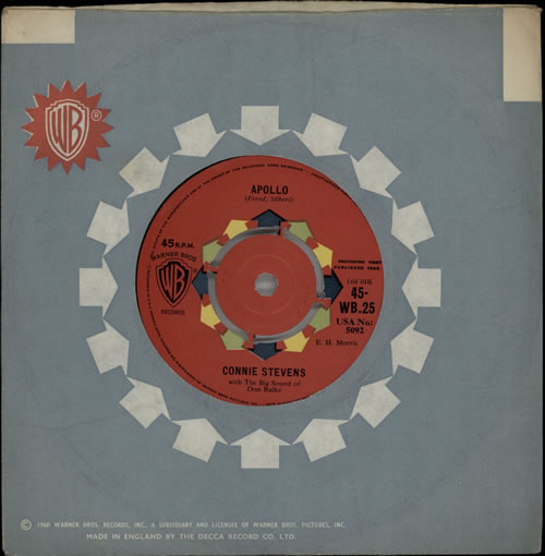 Connie Stevens Apollo 7" vinyl single (7 inch record / 45) UK CIE07AP571240
