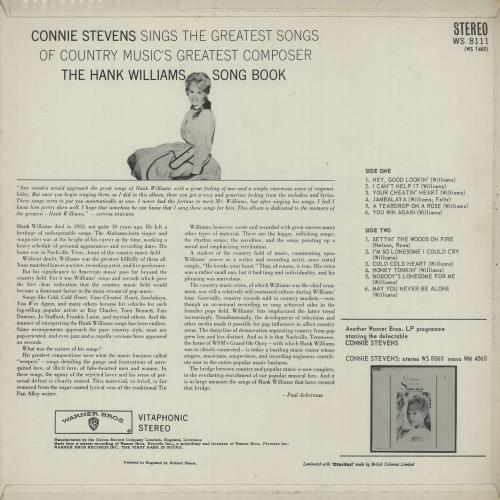 Connie Stevens The Hank Williams Song Book vinyl LP album (LP record) UK CIELPTH650034