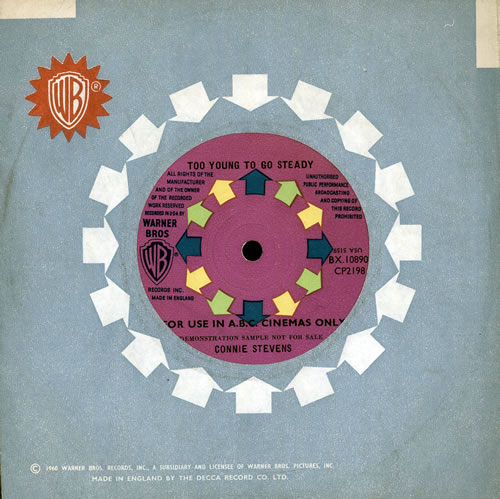 Connie Stevens Too Young To Go Steady 7" vinyl single (7 inch record / 45) UK CIE07TO571241