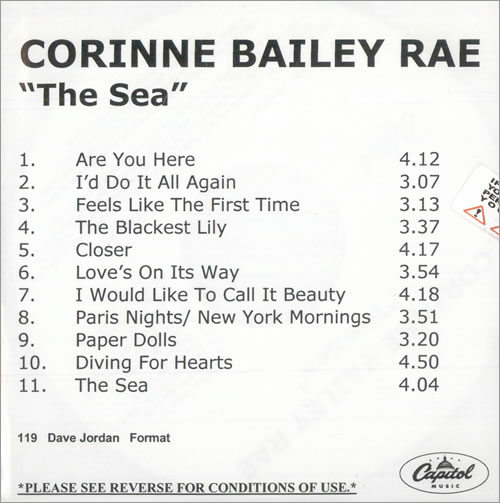 Corinne Bailey Rae The Sea CD-R acetate US CO3CRTH502513