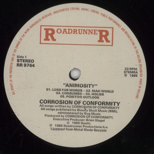 Corrosion Of Conformity Animosity vinyl LP album (LP record) Dutch CRNLPAN606820