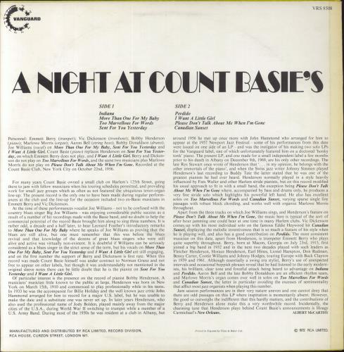 Count Basie A Night At Count Basie's vinyl LP album (LP record) UK CUILPAN363111